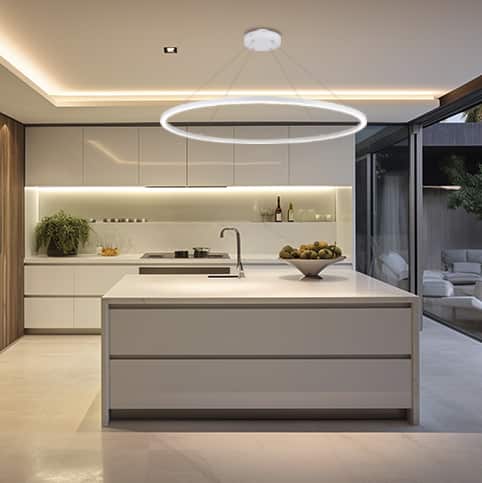 Lamparas colgantes LED en cocina